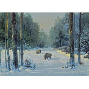 Victor Koretsky, WILDLIFE IN THE WINTER FOREST