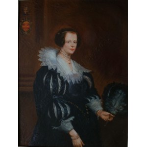 A.N.(XIX w.), Kobieta z wachlarzem [Portret kobiety w stroju historycznym]