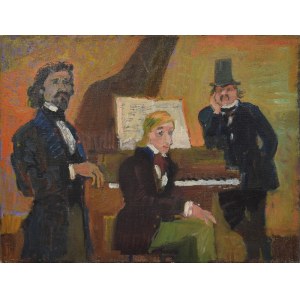 Jan SZANCENBACH (1928-1998), Spotkanie w Paryżu - Delacroix, Chopin, Balzac