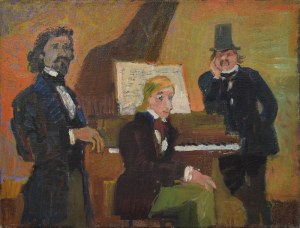 Jan SZANCENBACH (1928-1998), Spotkanie w Paryżu - Delacroix, Chopin, Balzac