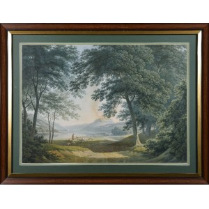 Christian GOTTLIEB HAMMER (1779-1864), Pejzaż romantyczny z antycznymi ruinami, 1814
