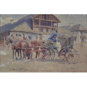 Zygmunt ROZWADOWSKI (1870-1950), Dorożka vor einem Gasthaus, 1924