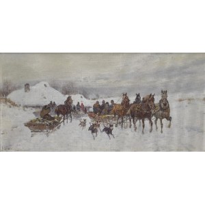 Adam SETKOWICZ (1875-1945), Winter sled with dogs, ca. 1920