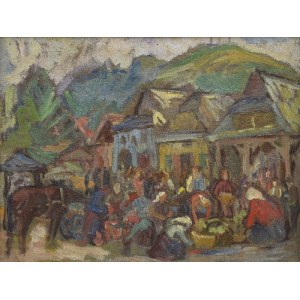 Maria KOMOROWSKA-MOŚCICKA, 20th century, Market in Kazimierz