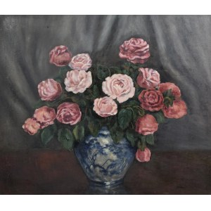 JARZĄBEK, 20th century, Roses in a vase