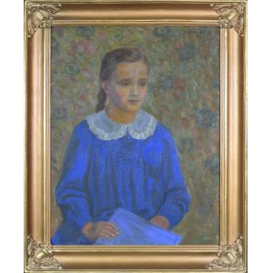 Zbigniew PRONASZKO (1885-1958), Portrait of Basia in a blue dress, 1952