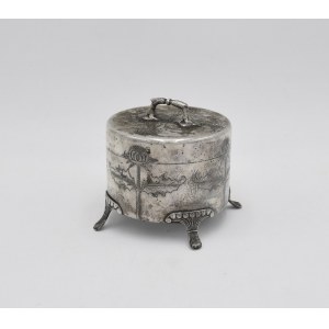 Cylindrical box sugar bowl, Art Nouveau