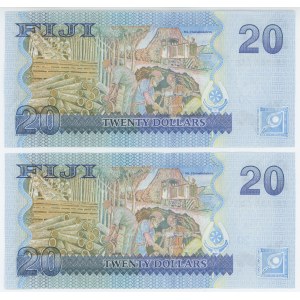 Fiji 2 x 20 Dollars 2007 With Consecutive Numbers