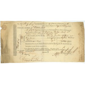 British India East India Company Bill of Exchange for 15 Rupees Madras Fort St George 1832