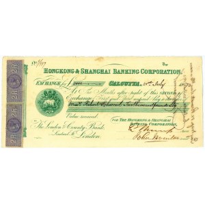 British India Hongkong & Shanghai Banking Corporation Bill of Exchange for £2000 Calcutta 1873