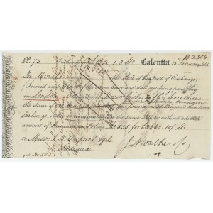 India J.W. Walker Calcutta Bill of Exchange for £134.1.3 1844