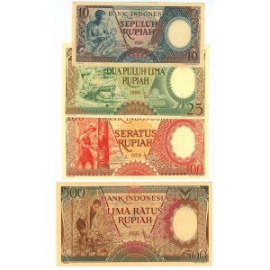 Indonesia 10 - 25 - 100 - 500 Rupiah 1958