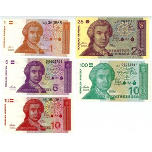 Croatia 1 - 5 - 10 - 25 - 100 Dinara 1991
