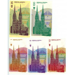 Croatia 1 - 5 - 10 - 25 - 100 Dinara 1991