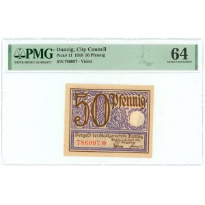 Danzig 50 Pfennig 1919 PMG 64 Choice UNC