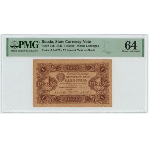Russia - RSFSR 1 Rouble 1923 PMG 64 Choice Uncirculated