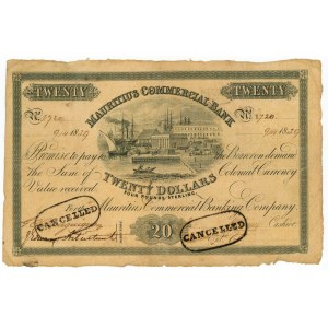 Mauritius Mauritius Commercial Bank 20 Dollars 1839 Cancelled