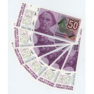 Argentina 6 x 50 Australes 1986 - 1989 (ND) With Consecutive Numbers