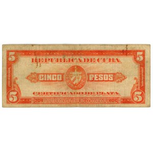 Cuba 5 Pesos 1934 Silver Certificate