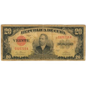 Cuba 20 Pesos 1948 Silver Certificate