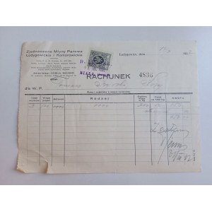 RACHUNEK, ŁODYGOWICE, KOMOROWICE, ZJEDNOCZONE MŁYNY PAROWE KOZY PRZEDWOJENNY 1932 R, ZNACZEK