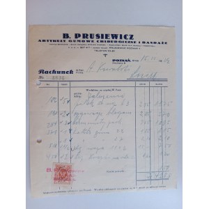 POZNAŃ PRUSIEWICZ ARTYKUŁY GUMOWE CHIRURGICZNE RACHUNEK PRZEDWOJENNY 1924 R ZNACZEK
