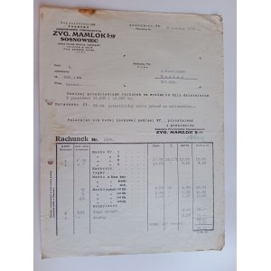 RACHUNEK SOSNOWIEC PRZETOWRY CHEMICZNE ZYG MAMLOK PRZEDWOJENNY 1938 R
