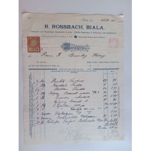 RACHUNEK BIAŁA ROSSBACH BYRSKI KOZY PRZEDWOJENNY 1905 R, ZNACZEK