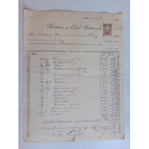 RACHUNEK FAKTURA BIAŁA BIELSKO CARL SAMESCH PRZEDWOJENNY 1889 R ZNACZEK