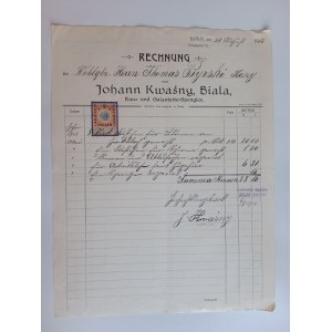 RACHUNEK BIAŁA JOHANN KWAŚNY BYRSKI KOZY PRZEDWOJENNY 1913 R, ZNACZEK