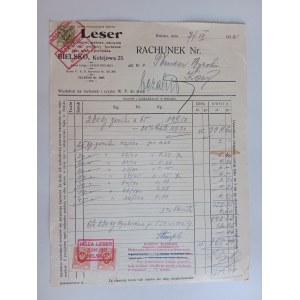 RACHUNEK BIELSKO LESER PRZYBORY KUCHENNE PORCELANA PRZEDWOJENNY 1932 R, ZNACZEK