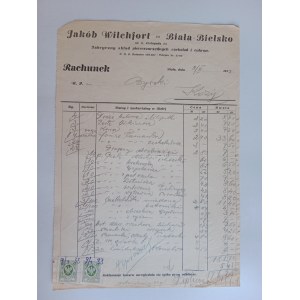 RACHUNEK BIAŁA BIELSKO WILCHFORT CUKIER CZEKOLADA PRZEDWOJENNY 1933 R, ZNACZEK