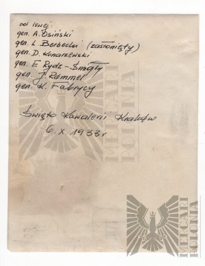 II RP Zdjęcie Marszałek Józef Piłsudski w Otoczeniu Generałów,  Gen. A Osiński, Gen. L. Berbecki, Gen. D. Konarzewski