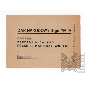 II RP Dar Narodowy 3-go &nbsp;Maja Zawiadomienie Zbiórki Pieniężnej na Prace Oświatowe