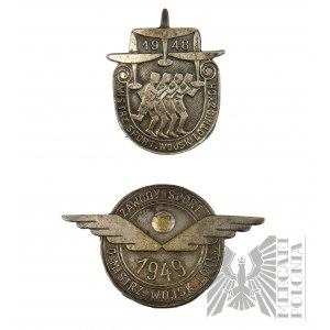 Poľská ľudová republika Sada 2 odznakov Majstrovstvá sveta v leteckej doprave 1948