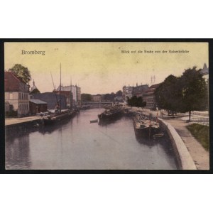 BYDGOSZCZ. Bromberg : Blick auf die Brahe von der Kaiserbrücke ; przed 1920. Pocztówka barwna 9x14 cm...