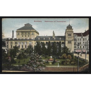 BYDGOSZCZ. Bromberg : Stadttheater mit Theatergarten ; 1909. Kunst u. Verlagsanstalt Scharr u. Dathe, Trier ...