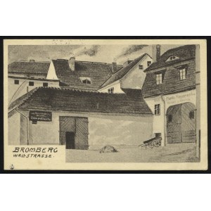 BYDGOSZCZ. Bromberg : Wallstrasse ; 1910. E. Hückstädt, Berlin. Pocztówka jednobarwna 9x14 cm. Ul. Podwale...
