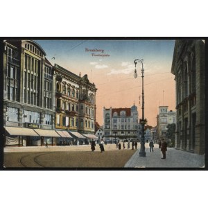 BYDGOSZCZ. „Bromberg : Theaterplatz” ; ok. 1910. Pocztówka barwna 9x14 cm...