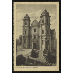 CHEŁM. Chelm : farský kostol Popijar ; 193? [Vydavateľ] Pohyb. Jednoduchá farebná pohľadnica 14x9 cm....