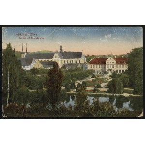 GDAŃSK. Luftkurort Oliva : Kirche mit Schlossgarten ; 1927. [Wyd.] Ch. L. i. B. Pocztówka barwna; 9x14 cm...