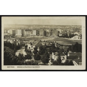 GDYNIA. Gdynia : Widok z Kamiennej Góry ; 1938. Mare Nostrum, Rumia. Pocztówka jednobarwna 9x14 cm...