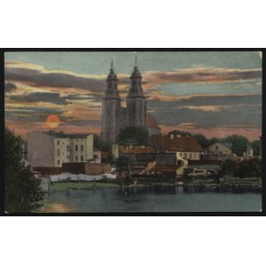 GNIEZNO. Gnesen : Abendlandschaft am Dom = Gniezno : Wieczorny krajobraz z katedrą ; przed 1920. Verlag J...