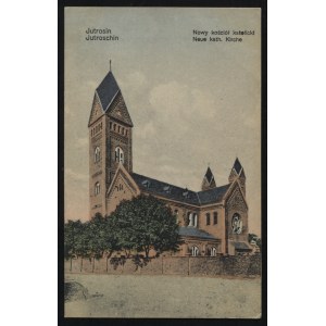 JUTROSIN. Jutrosin : Nowy kościół katolicki = Jutroschin : Neue kath. Kirche ; ok. 1908. Pocztówka barwna...