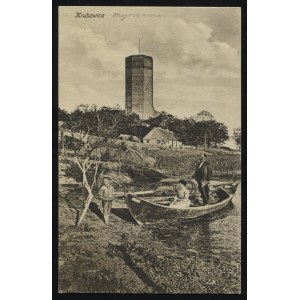 KRUSZWICA. Kruszwica” ; ok. 1920. Jan Heinricht, Księgarnia, Inowrocław. Pocztówka jednobarwna 14x9 cm...