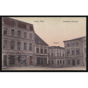 LUBAWA. Löbau, Wpr. : Südwestliche Marktecke, Rathaus ; ok. 1910. Verlag Eugen Scheffler, Löbau...