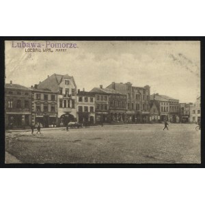 LUBAWA. Loebau, Wpr. : Markt ; ok. 1915. Verlag : A. Jankowski, Loebau, Wpr. Pocztówka jednobarwna 9x14 cm...