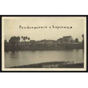 ŁOPIENNO. Seegrund ; ok. 1941. Pocztówka jednobarwna 8x14 cm. Łopienno, powiat gnieźnieński...