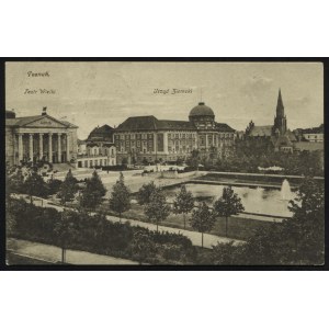 POZNAŃ. Poznań : Teatr Wielki, Urząd Ziemski ; ok. 1920. Pocztówka jednobarwna 14x9 cm. Korespondencja dat...