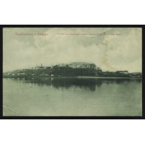 SANOK. Pozdrowienie z Sanoka : Widok starożytnego zamku królewskiego od strony Sanu ; ok. 1910. Nakł. S...